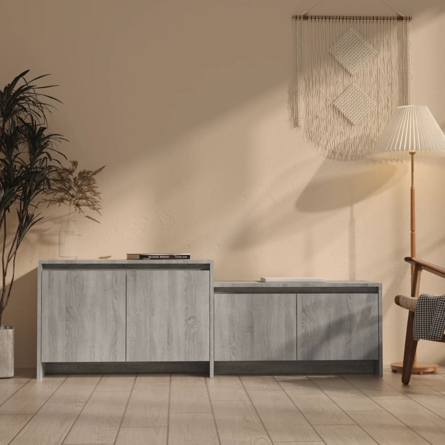 NNEVL TV Cabinet Grey Sonoma 146.5x35x50 cm Engineered Wood-0