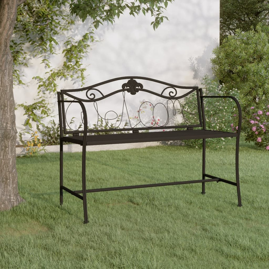 NNEVL 2-Seater Garden Bench 104 cm Black Steel-0