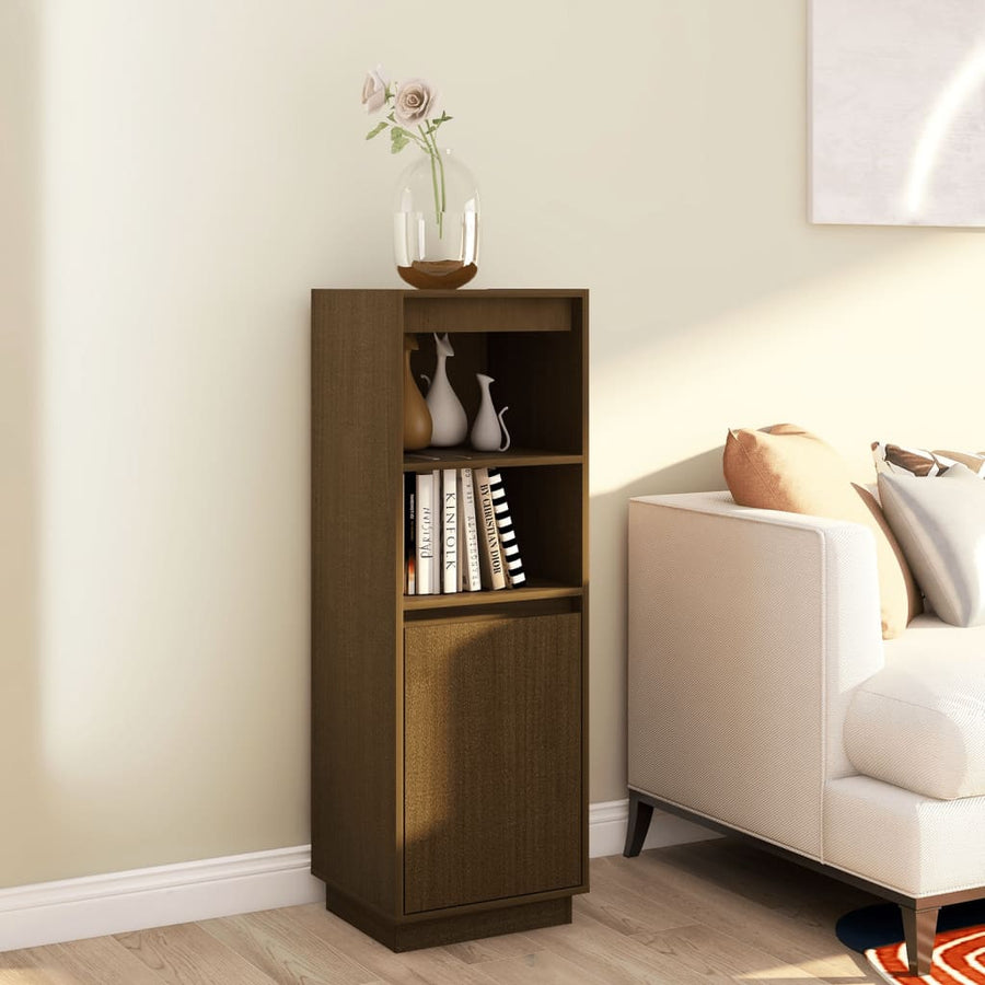 NNEVL Highboard Honey Brown 37x34x110 cm Solid Wood Pine-0