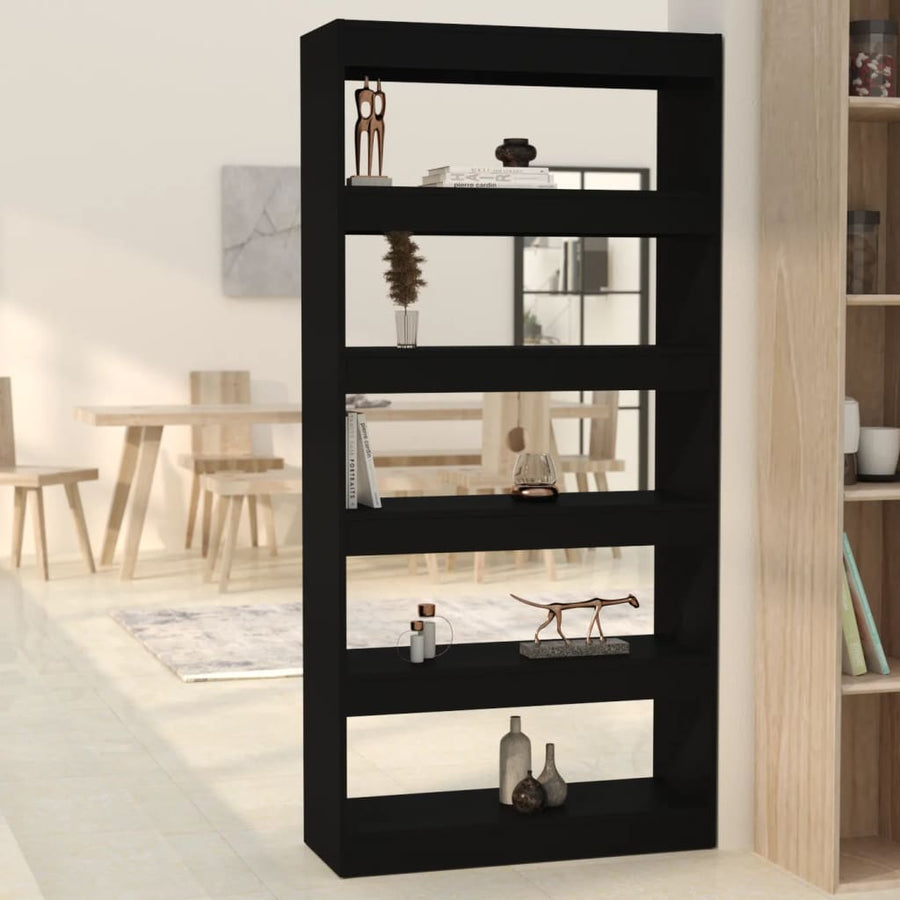NNEVL Book Cabinet/Room Divider Black 80x30x166 cm Engineered Wood-0