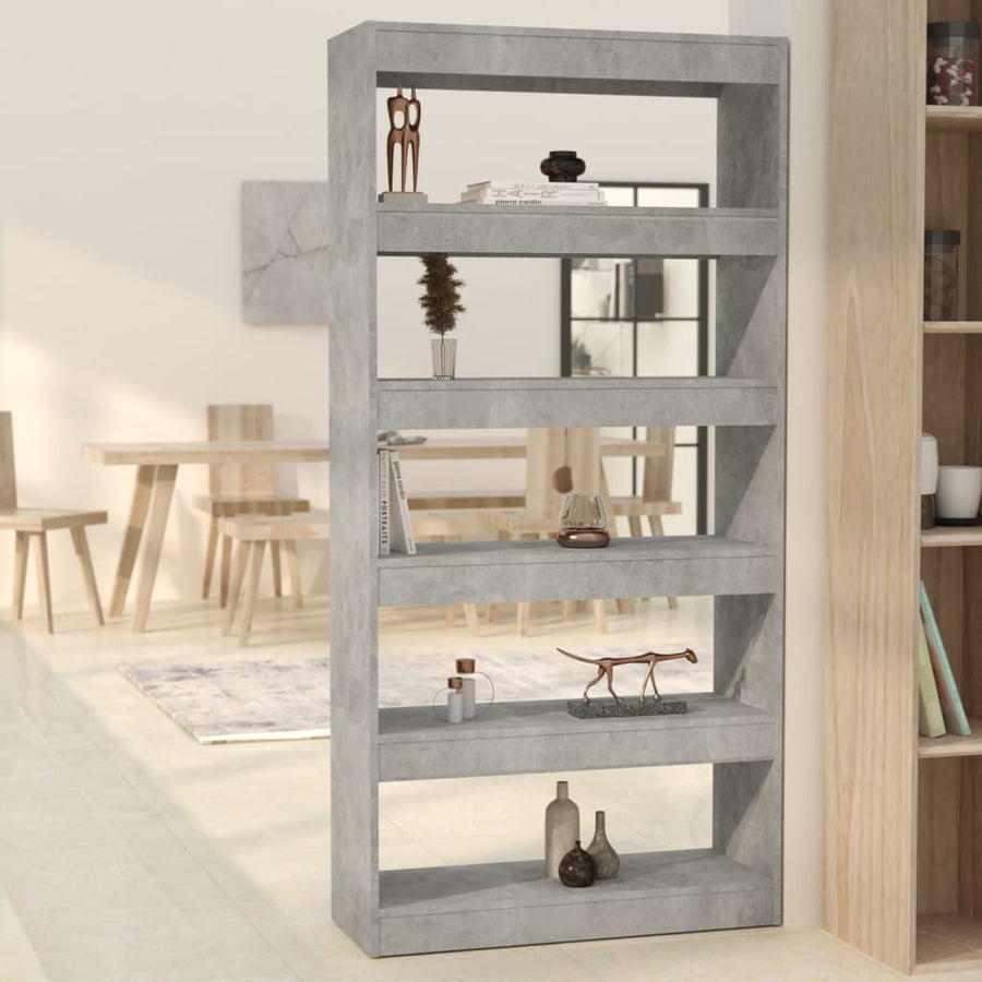 NNEVL Book Cabinet/Room Divider Concrete Grey 80x30x166 cm Engineered Wood-0