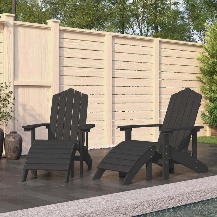 NNEVL Garden Adirondack Chairs 2 pcs with Footstools HDPE Anthracite-0