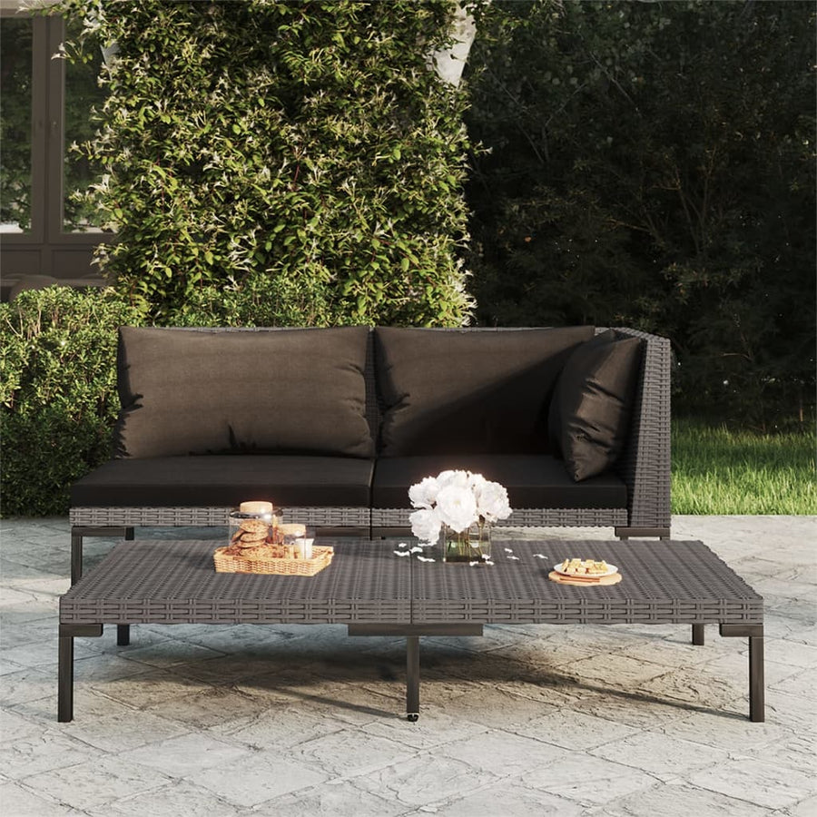 NNEVL Garden Coffee Table Dark Grey Half Round Poly Rattan-0