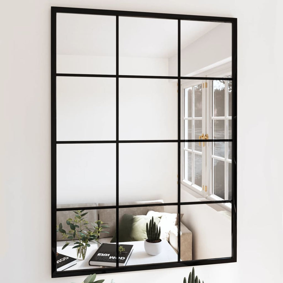 NNEVL Wall Mirror Black 80x60 cm Metal-0