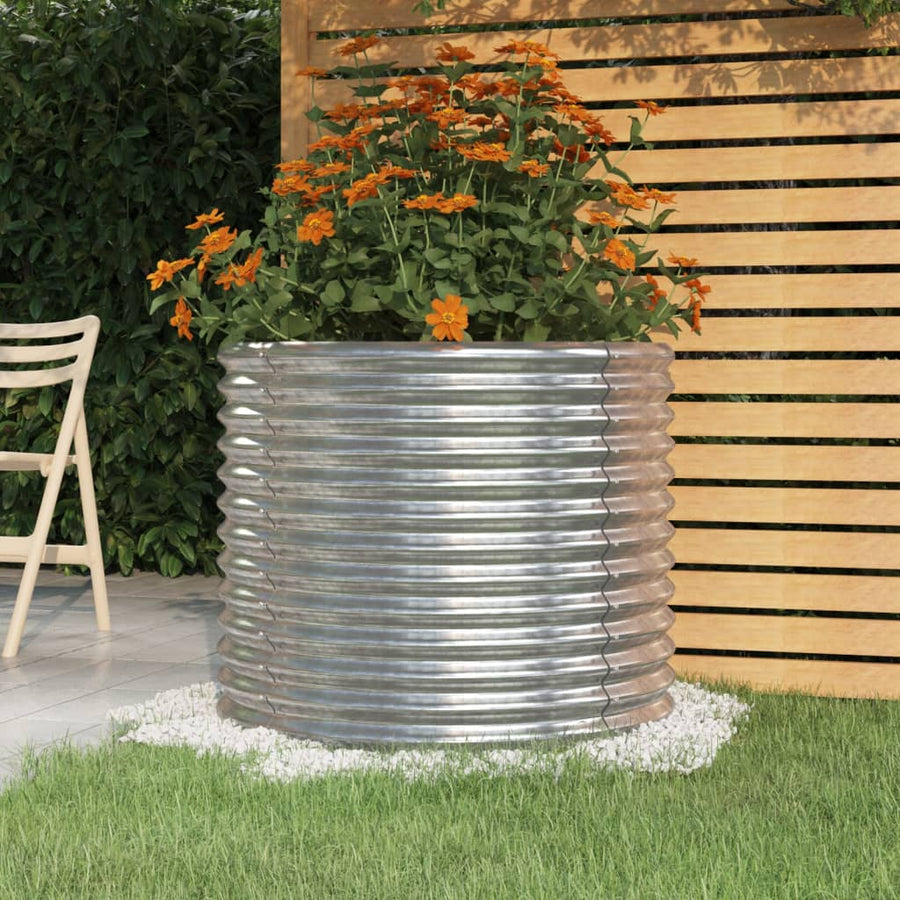 NNEVL Garden Planter Powder-coated Steel 80x80x68 cm Silver-0