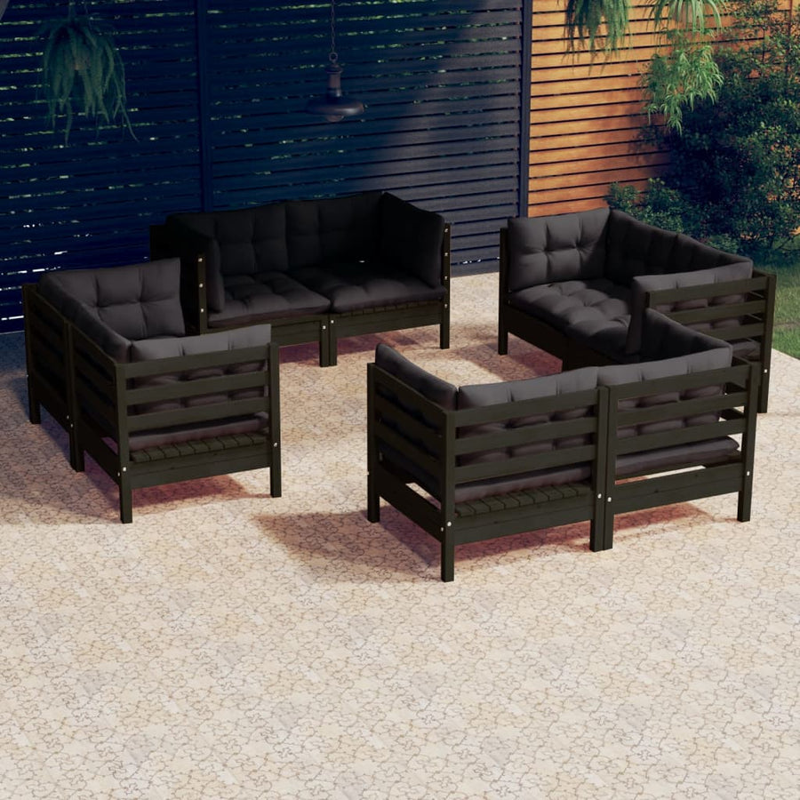 NNEVL 8 Piece Garden Lounge Set with Anthracite Cushions Pinewood-0