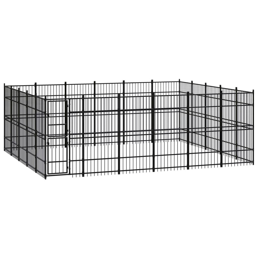 NNEVL Outdoor Dog Kennel Steel 27.65 m²-0