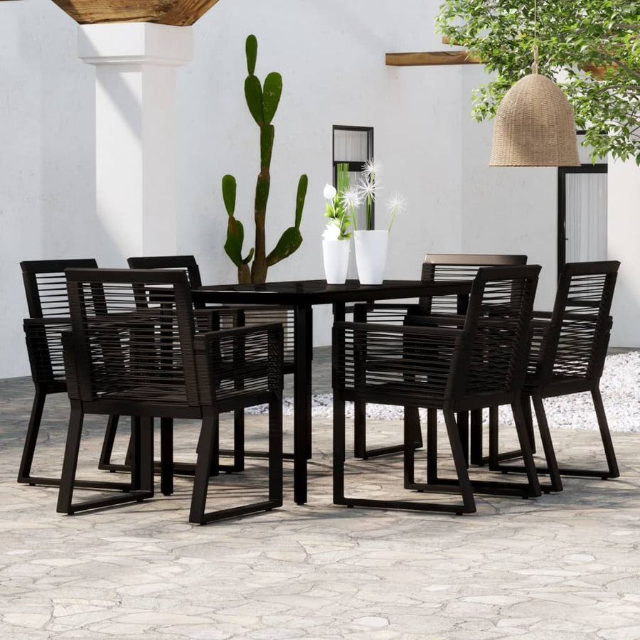 NNEVL 7 Piece Garden Dining Set Black-0