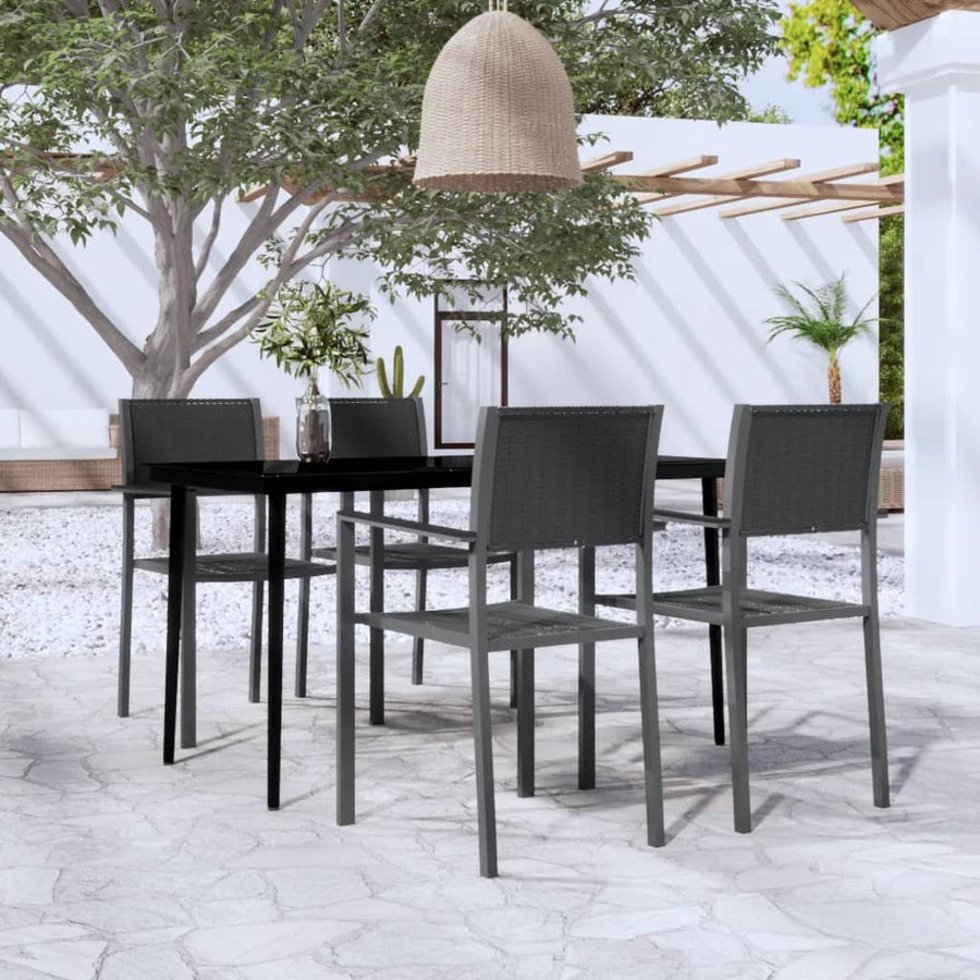 NNEVL 5 Piece Garden Dining Set Black-0