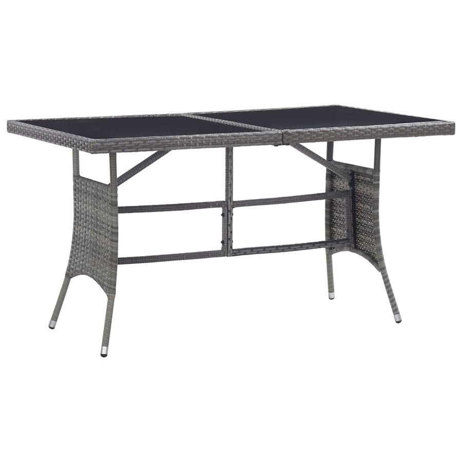 NNEVL Garden Table Grey 140x80x74 cm Poly Rattan-0