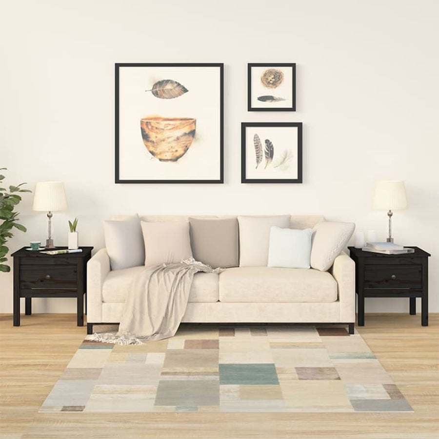 NNEVL Side Tables 2 pcs Black 50x50x49 cm Solid Wood Pine-0