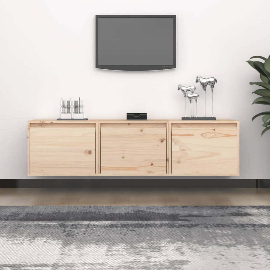 NNEVL TV Cabinets 3 pcs Solid Wood Pine-0