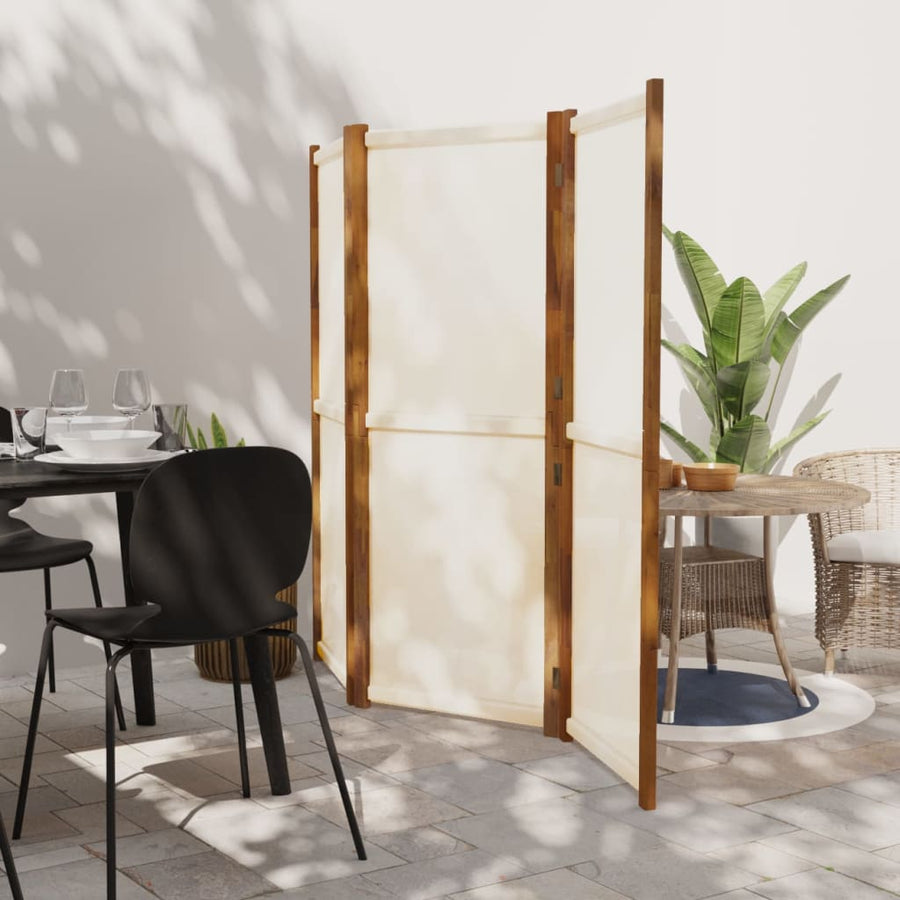 NNEVL 3-Panel Room Divider Cream White 210x180 cm-0