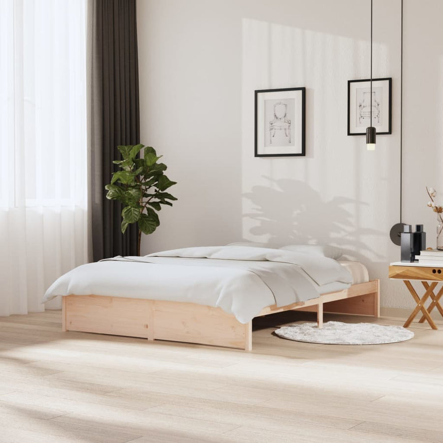 NNEVL Bed Frame without Mattress Solid Wood 150x200 cm-0