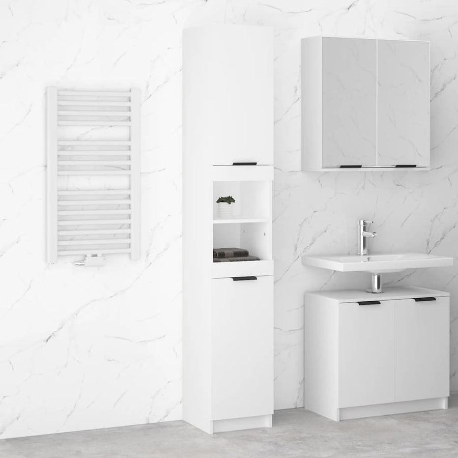 NNEVL Bathroom Cabinet White 32x34x188.5 cm Engineered Wood-0