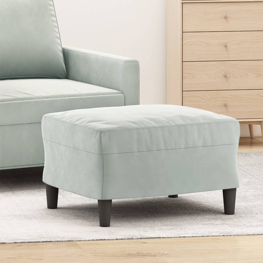 NNEVL Footstool Light Grey 60x50x41 cm Velvet-0
