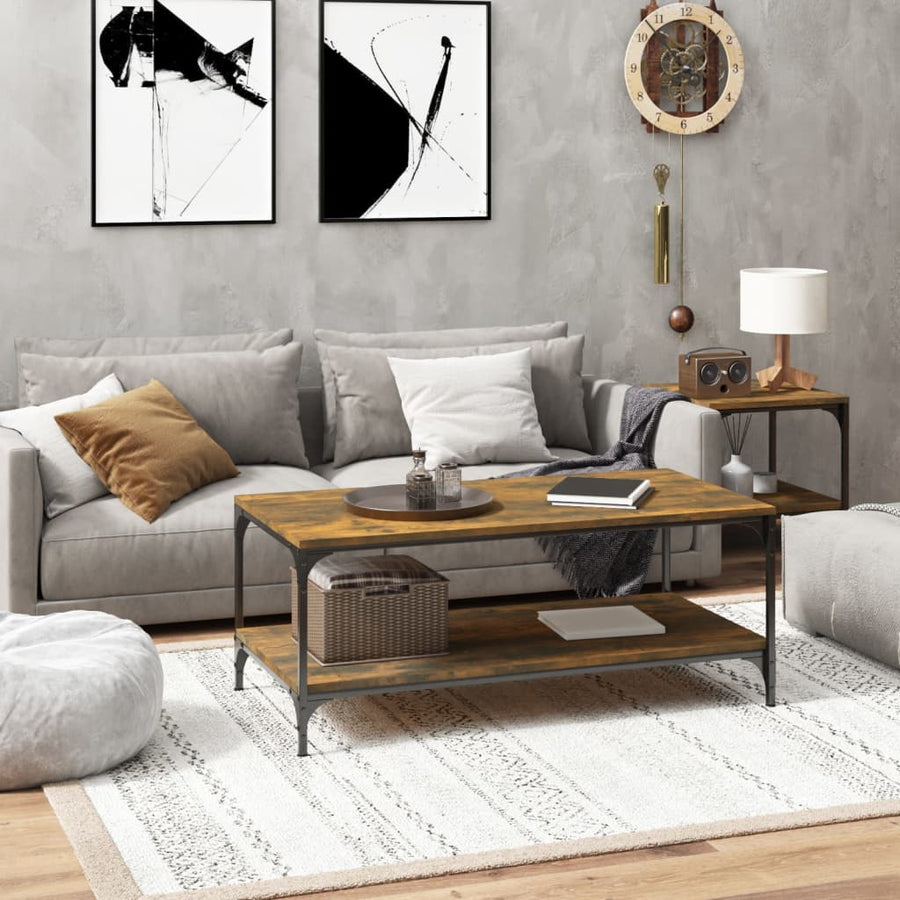 NNEVL Coffee Table Smoked Oak 100x50x40 cm Engineered Wood-0