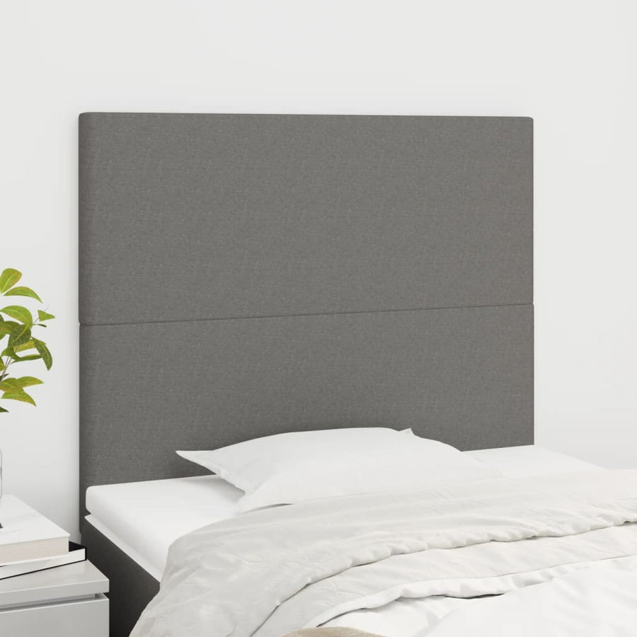 NNEVL Headboards 2 pcs Dark Grey 100 cm Fabric-0