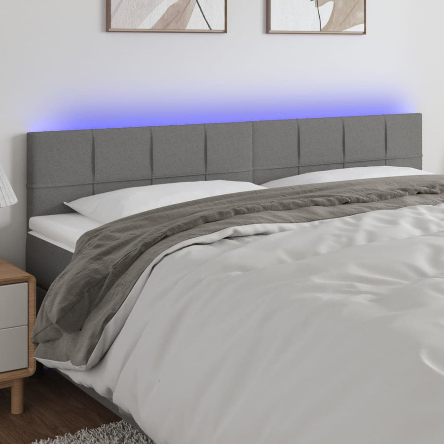 NNEVL LED Headboard Dark Grey 160 cm Fabric-0