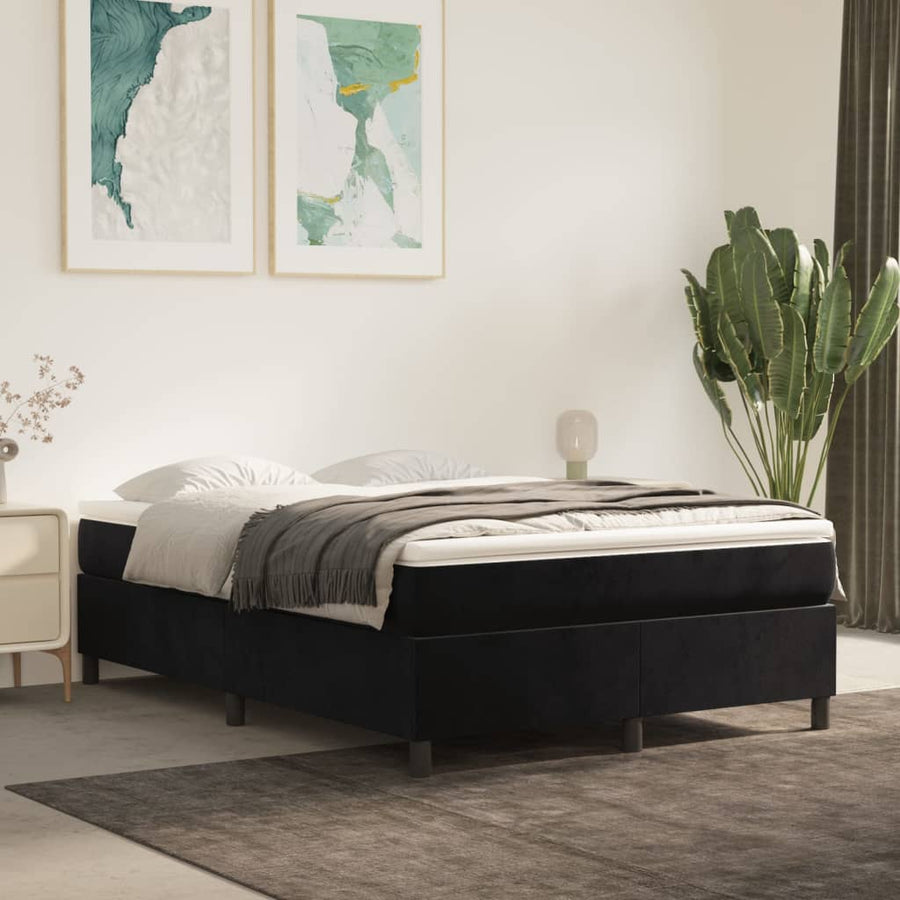 NNEVL Box Spring Bed with Mattress Black 137x190 cm Full Velvet-0