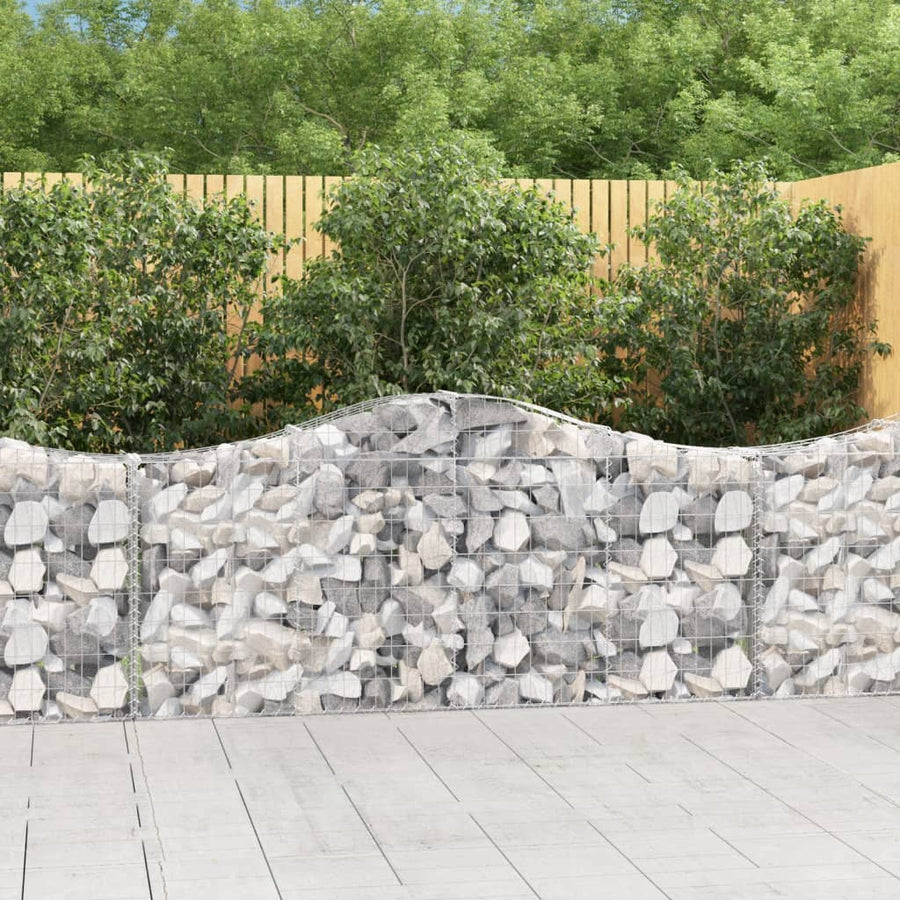 NNEVL Arched Gabion Baskets 2 pcs 200x30x80/100 cm Galvanised Iron-0