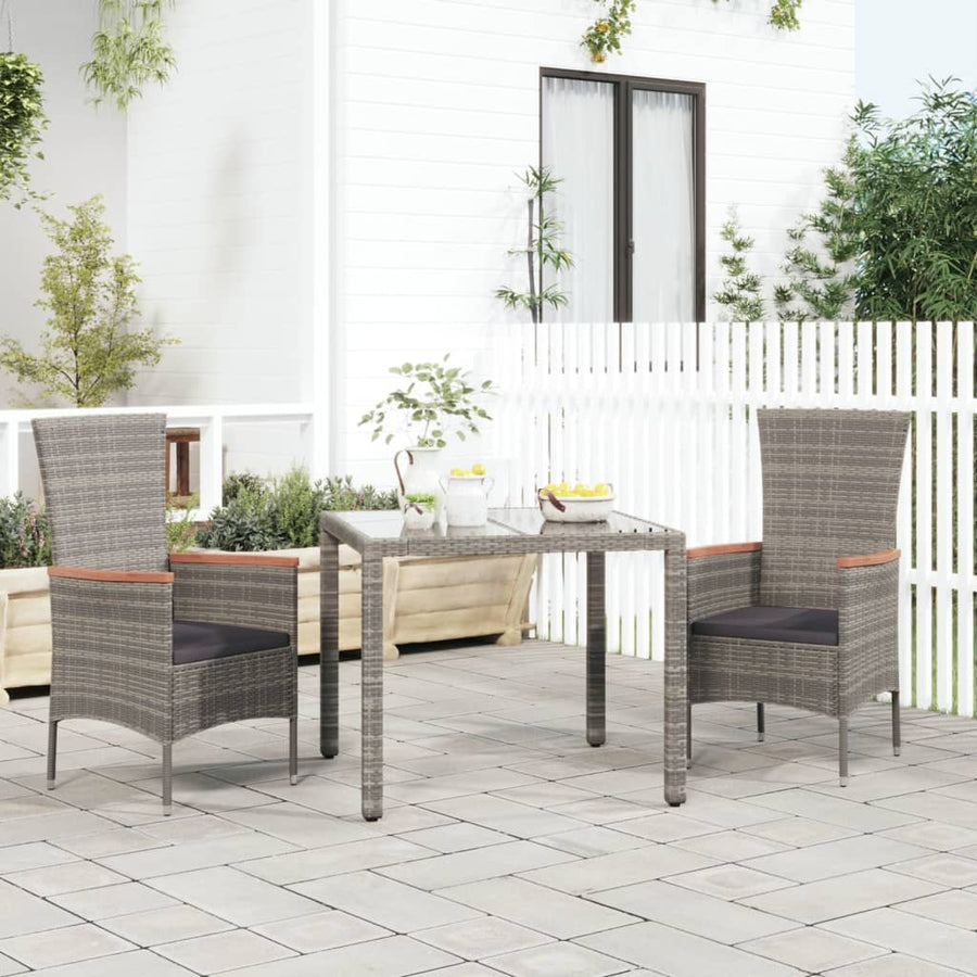 NNEVL Garden Chairs with Cushions 2 pcs Poly Rattan Grey-0
