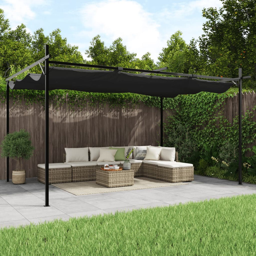 NNEVL Pergola with Retractable Roof Anthracite 395x292x230 cm-0