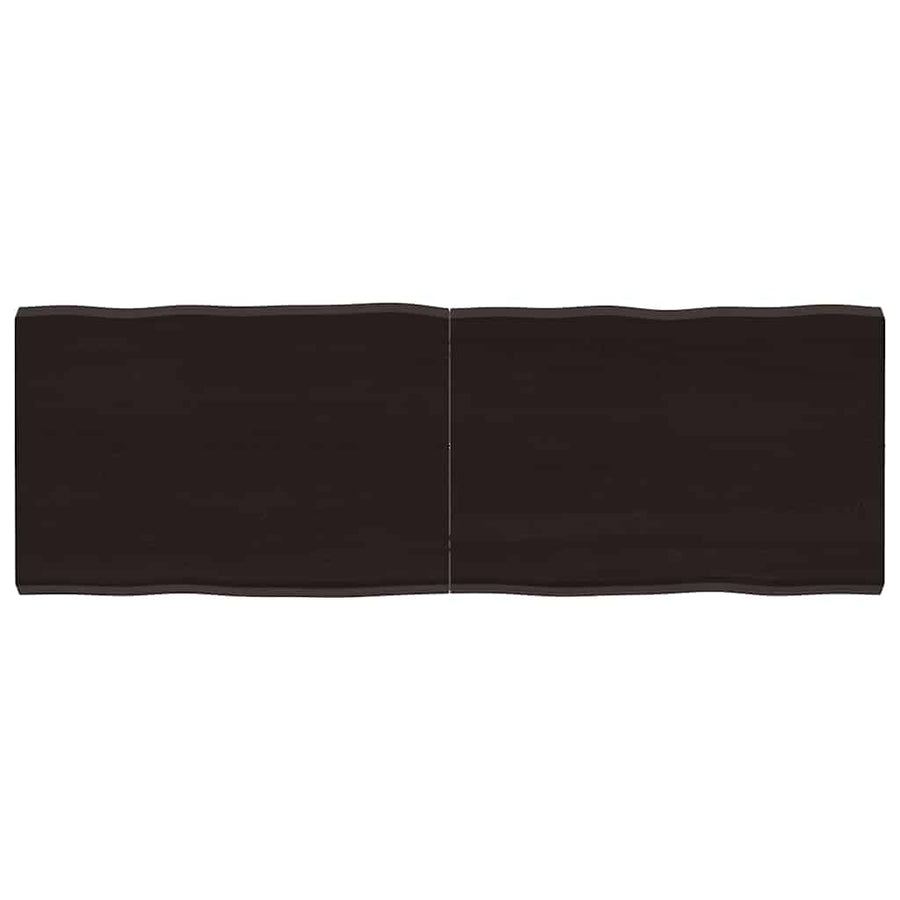 NNEVL Table Top Dark Brown 140x50x(2-4) cm Treated Solid Wood Live Edge-0