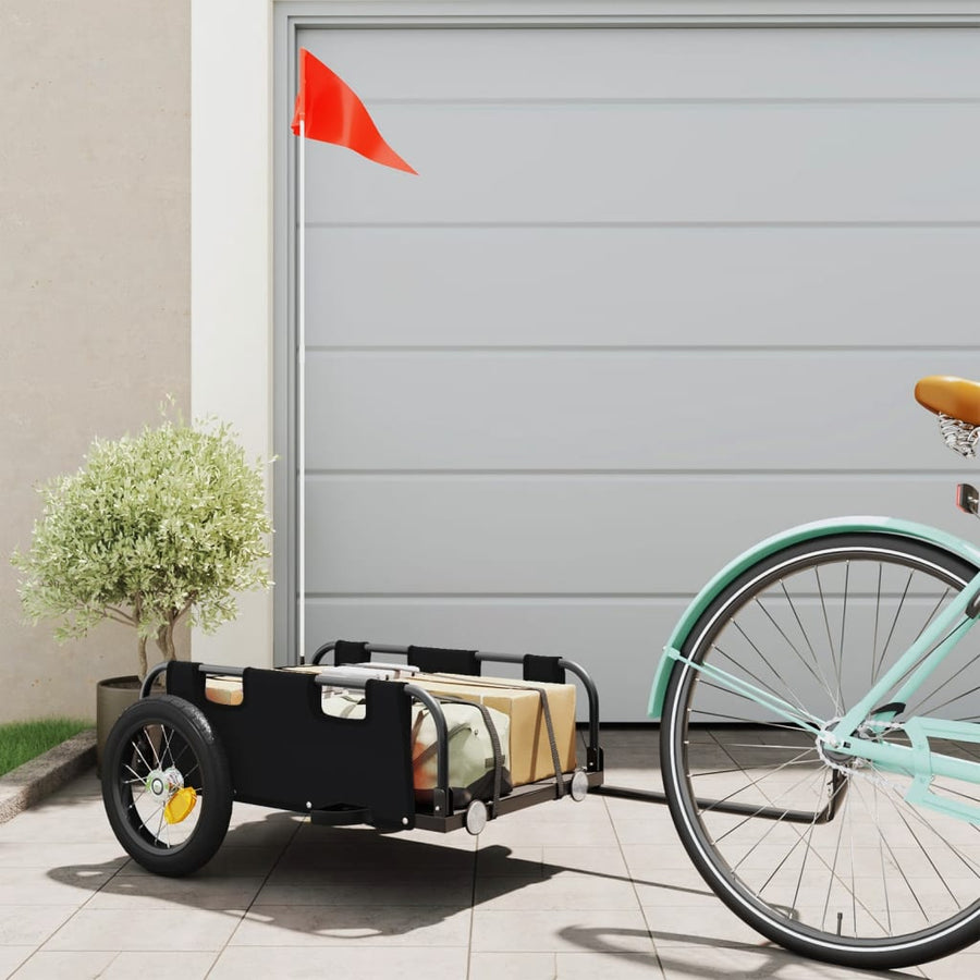 NNEVL Bike Trailer Black Oxford Fabric and Iron-0