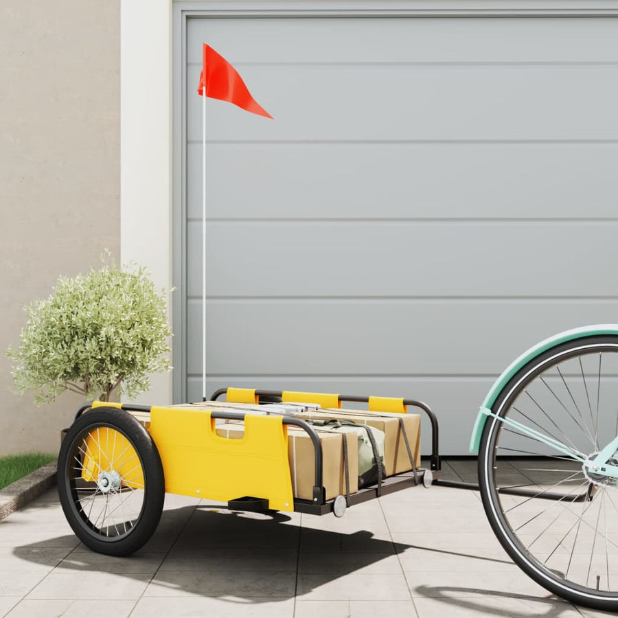 NNEVL Bike Trailer Yellow Oxford Fabric and Iron-0