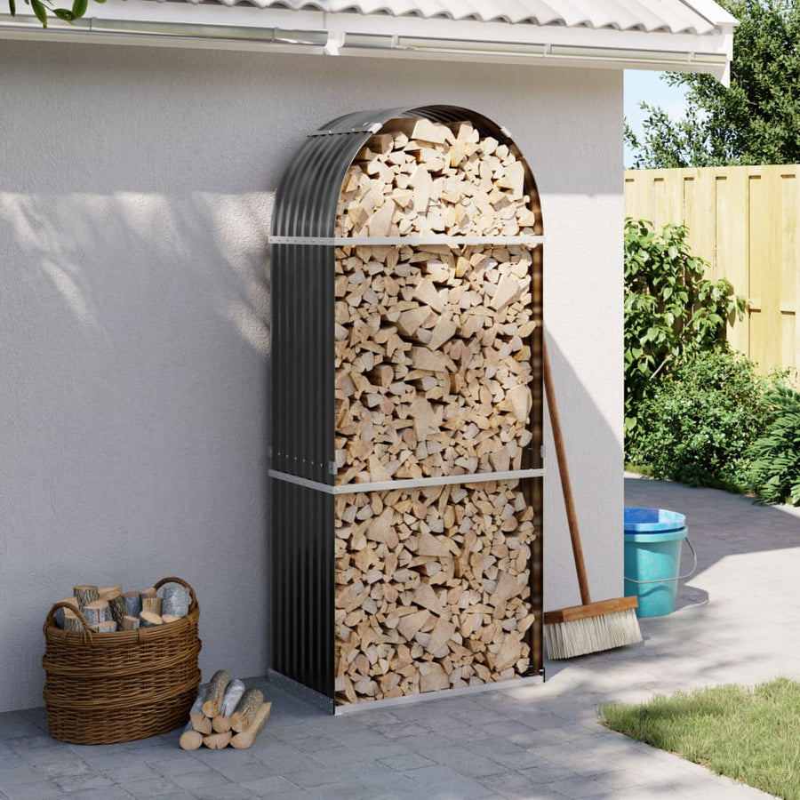 NNEVL Log Holder Anthracite 80x45x190 cm Galvanised Steel-0