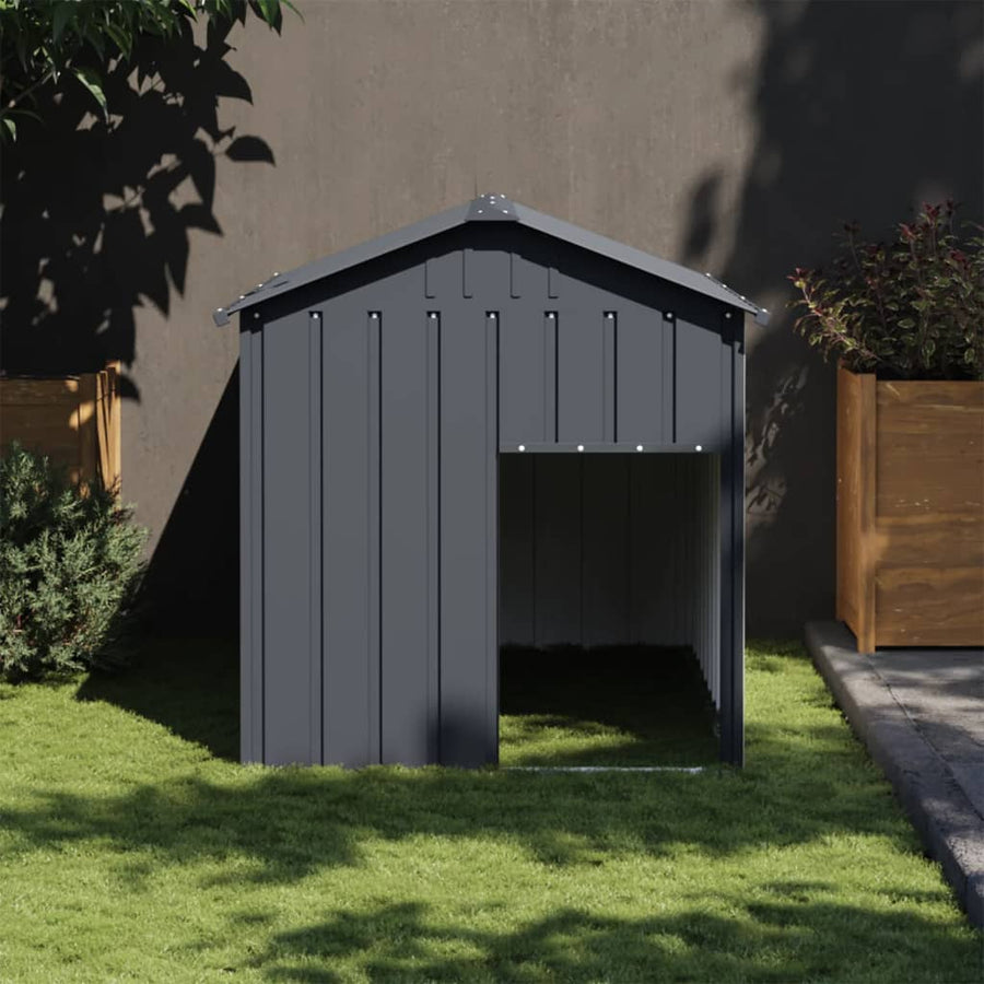 NNEVL Dog House with Roof Anthracite 117x153x123 cm Galvanised Steel-0