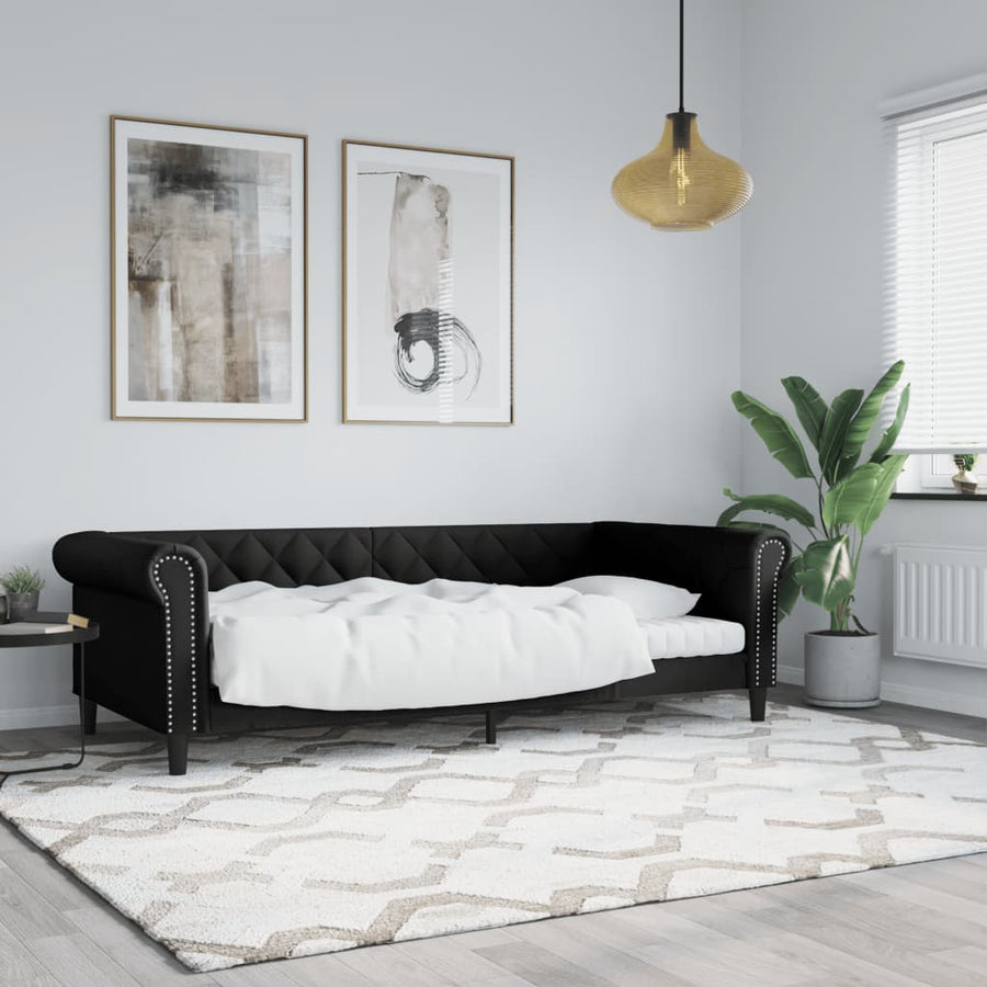 NNEVL Day Bed without Mattress Black 90x190 cm Faux Leather-0