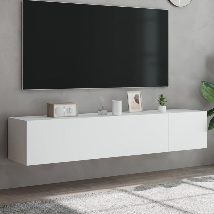 NNEVL TV Wall Cabinets with LED Lights 2 pcs White 80x35x31 cm-0