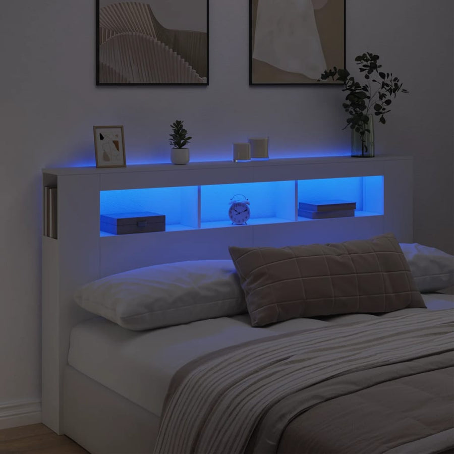 NNEVL LED Headboard White 180 cm Engineered Wood-0