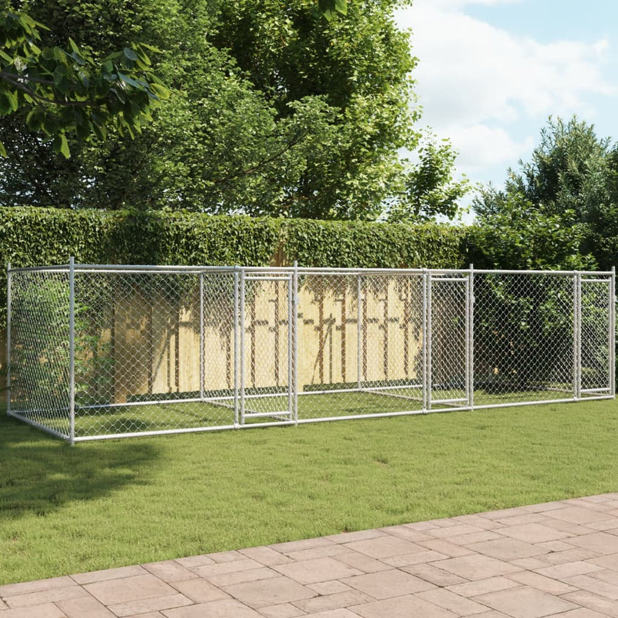 NNEVL Dog Cage with Doors Grey 6x2x1.5 m Galvanised Steel-0