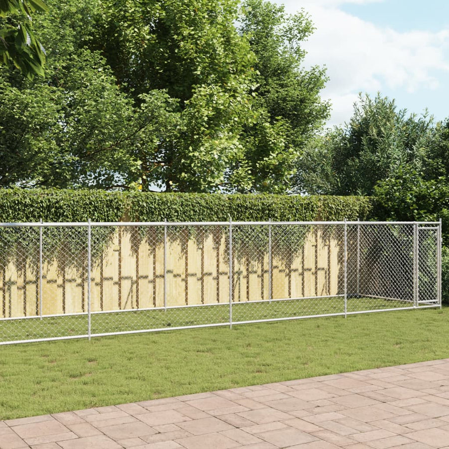 NNEVL Dog Cage with Door Grey 12x2x1.5 m Galvanised Steel-0