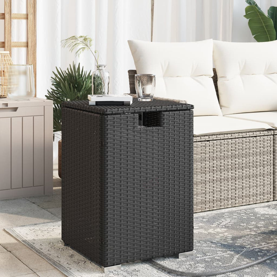 NNEVL Propane Tank Cover Table Black 40x40x60 cm Poly Rattan-0