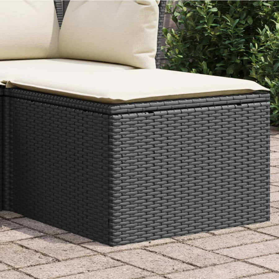 NNEVL Garden Stool with Cushion Black 55x55x37 cm Poly Rattan-0