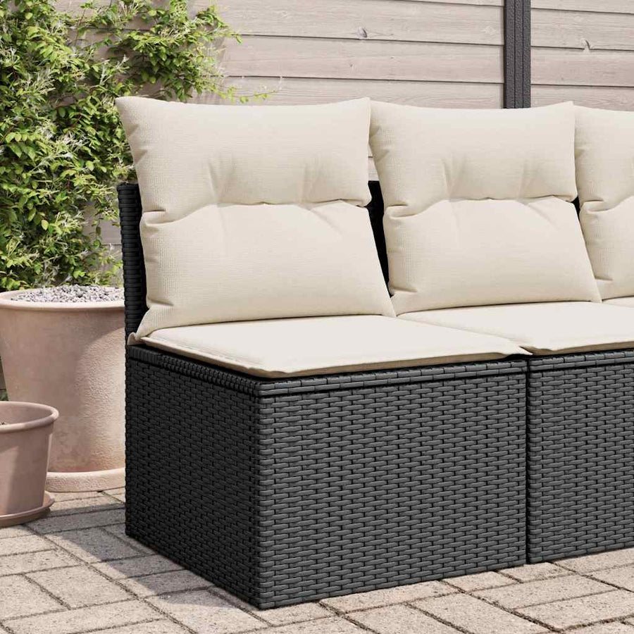 NNEVL Garden Chair Armless with Cushions Black Poly Rattan-0