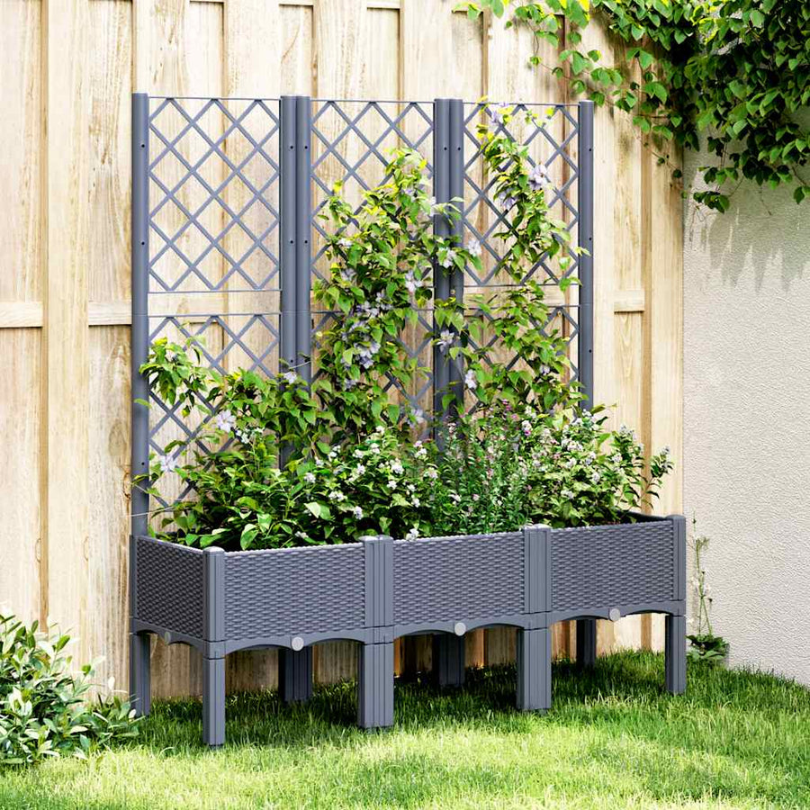 NNEVL Garden Planter with Trellis Blue Grey 120x40x142 cm PP-0