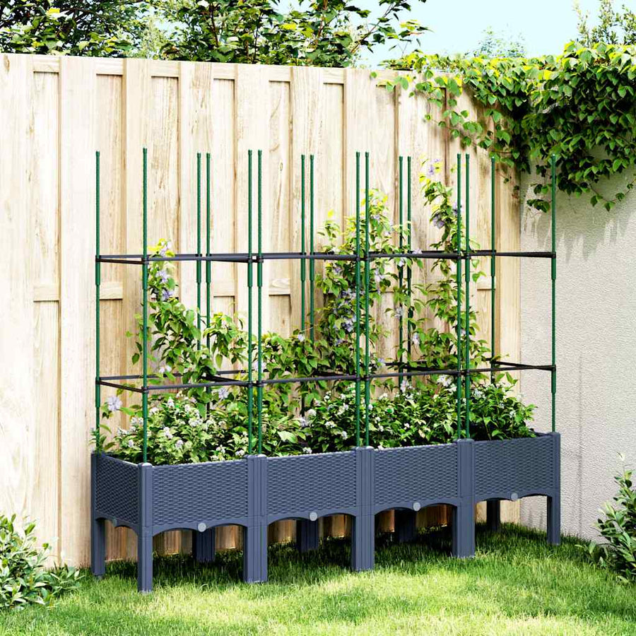 NNEVL Garden Planter with Trellis Blue Grey 160x40x142.5 cm PP-0