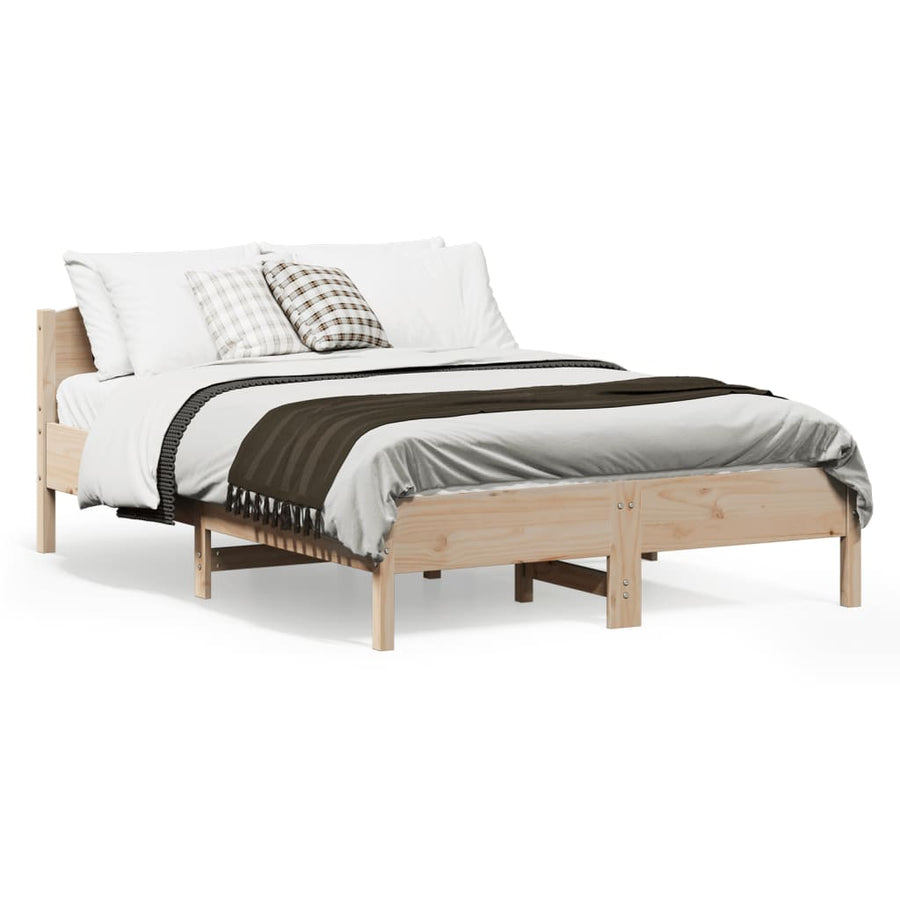 NNEVL Bed Frame without Mattress 135x190 cm Solid Wood Pine-0