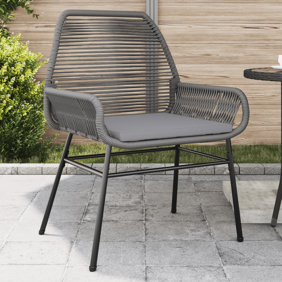 NNEVL Garden Chairs 2 pcs with Cushions Grey Poly Rattan-0