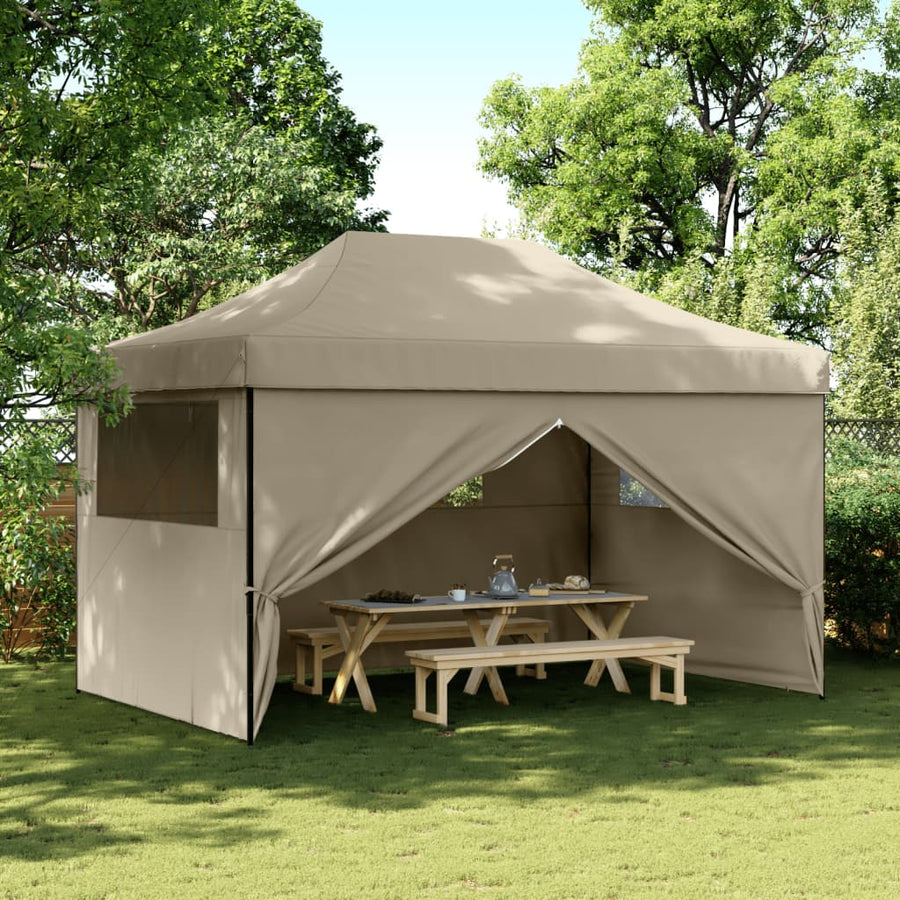 NNEVL Foldable Party Tent Pop-Up with 4 Sidewalls Taupe-0