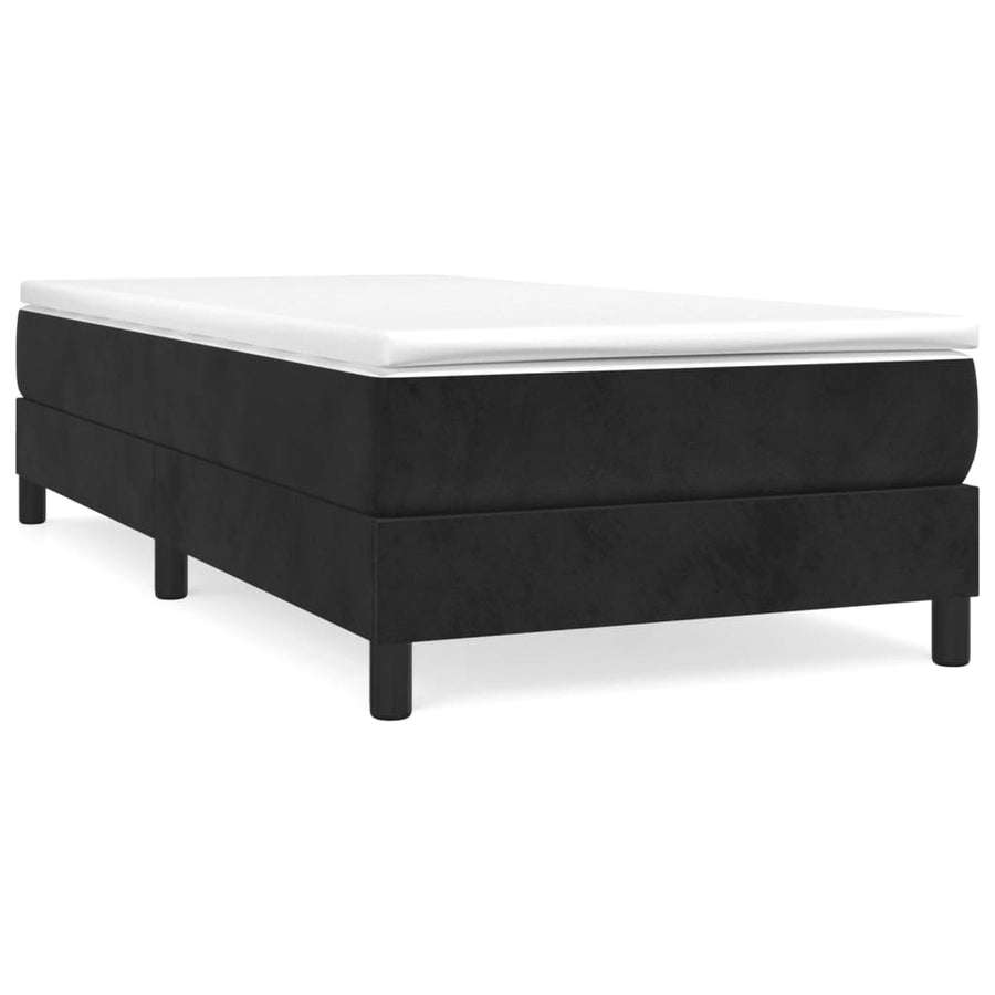 NNEVL Box Spring Bed with Mattress Black 106x203 cm King Single Size Velvet-0