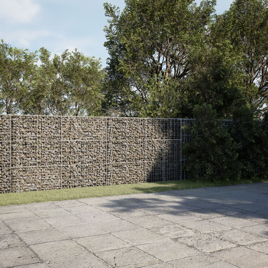 NNEVL Gabion Basket with Cover 1000x50x150 cm Galvanised Iron-0