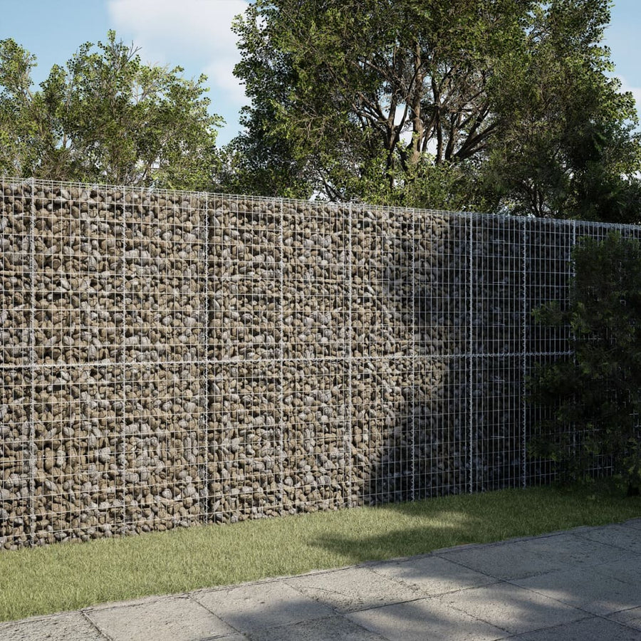 NNEVL Gabion Basket with Cover 300x50x200 cm Galvanised Iron-0