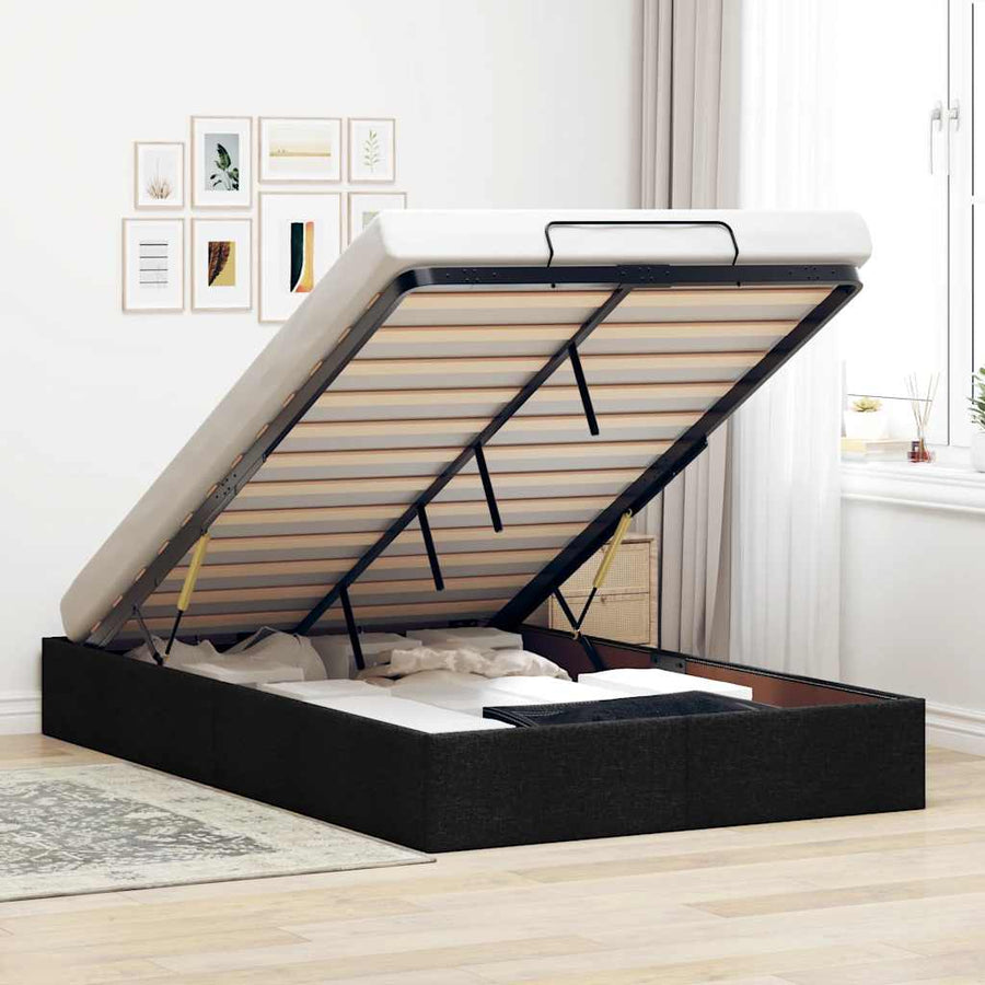 NNEVL Ottoman Storage Bed Frame without Mattress Black King Single Fabric-0