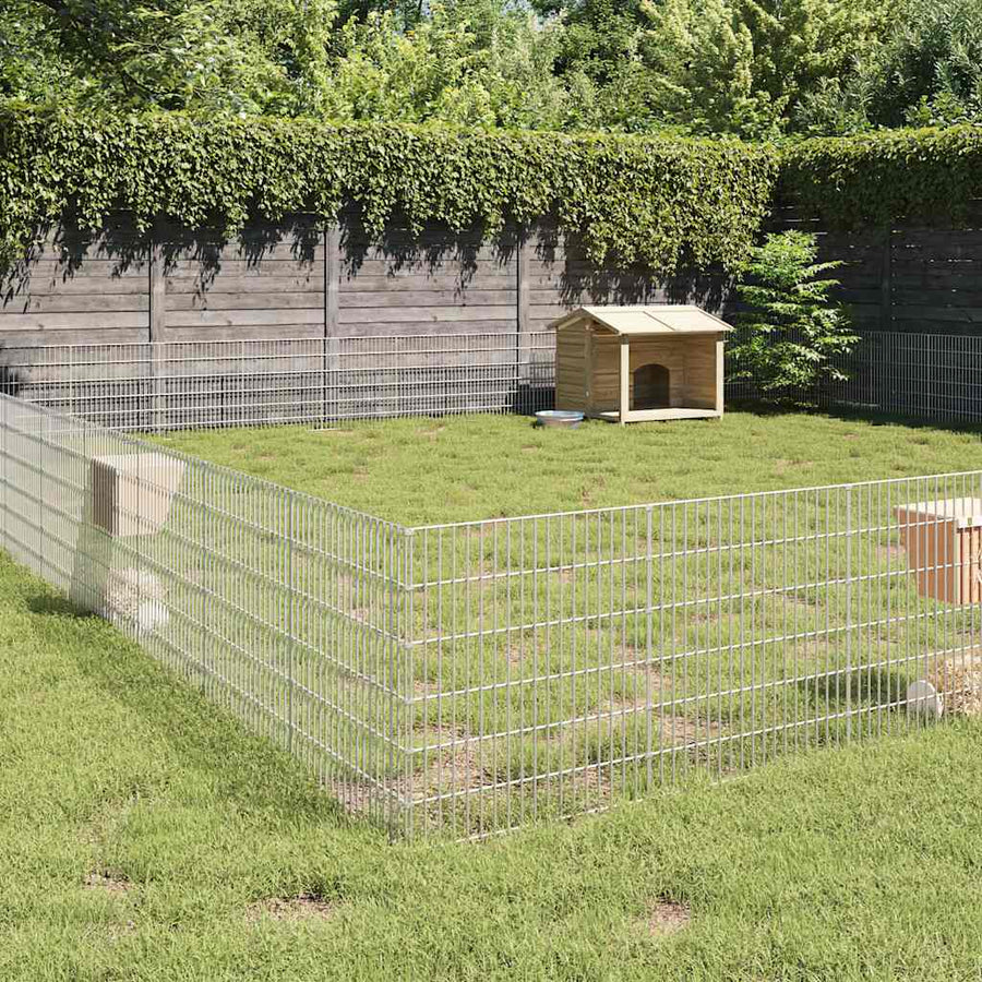 NNEVL Free Range Animal Enclosure 48-Panel 54x60 cm Galvanised Iron-0
